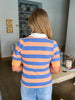 Striped Along Collared Top- Tangerine