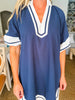 Let's Get Away Mini Dress-Navy