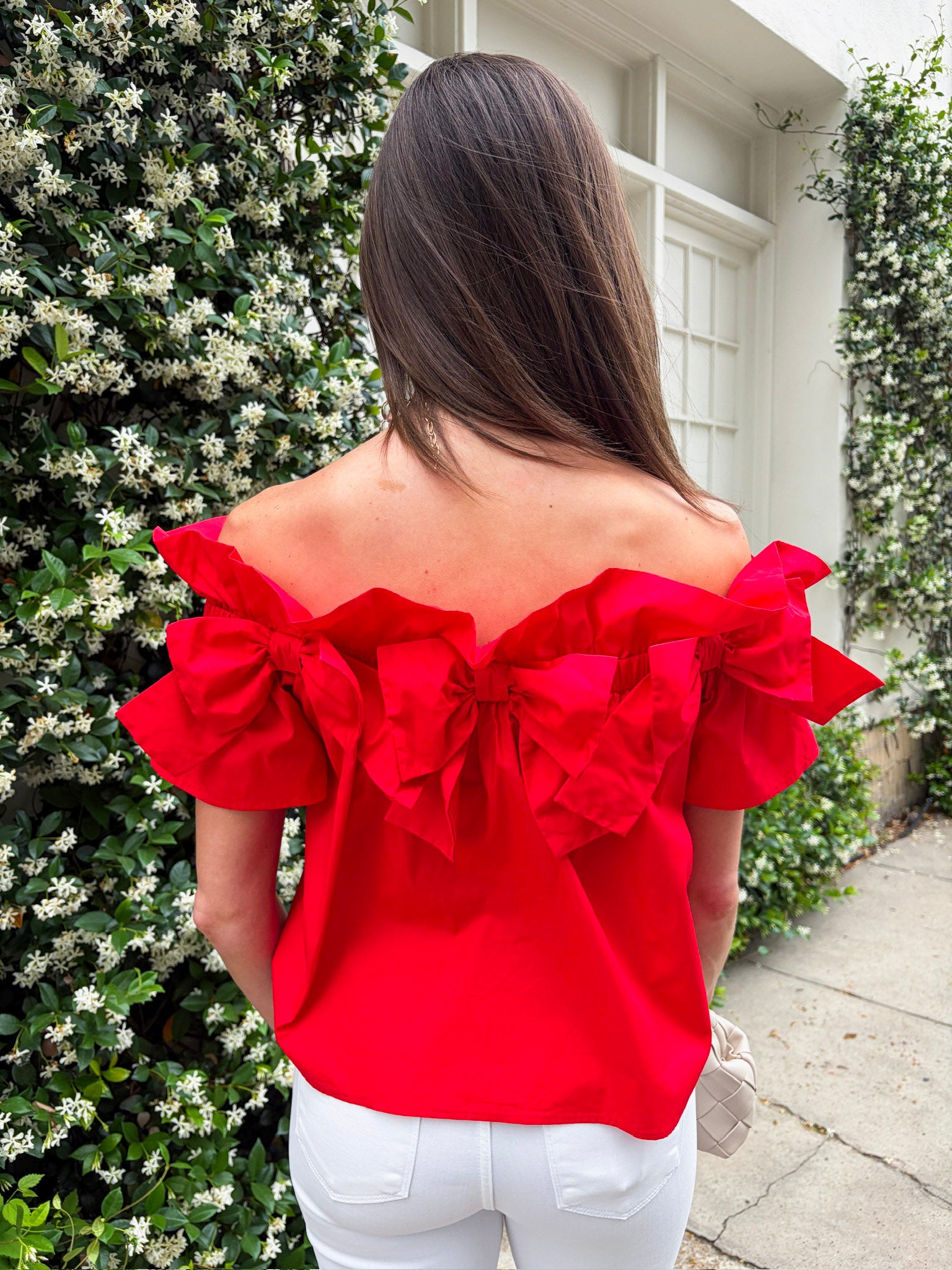 Great Night Off Shoulder Top-Red