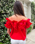 Great Night Off Shoulder Top-Red
