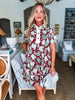 Blossom Floral Bliss Mini Dress-Burgundy