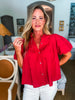 Tilly Eyelet Top-Red