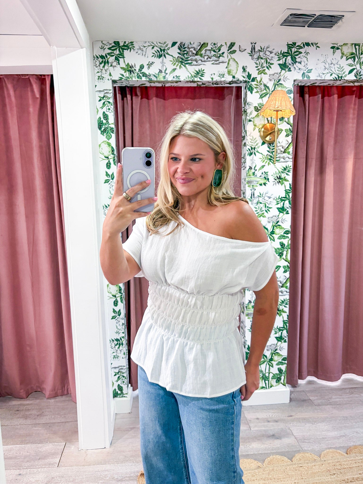 Selena One Shoulder Smocked Top