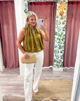 Estelle Pleated Balloon Top-Mustard