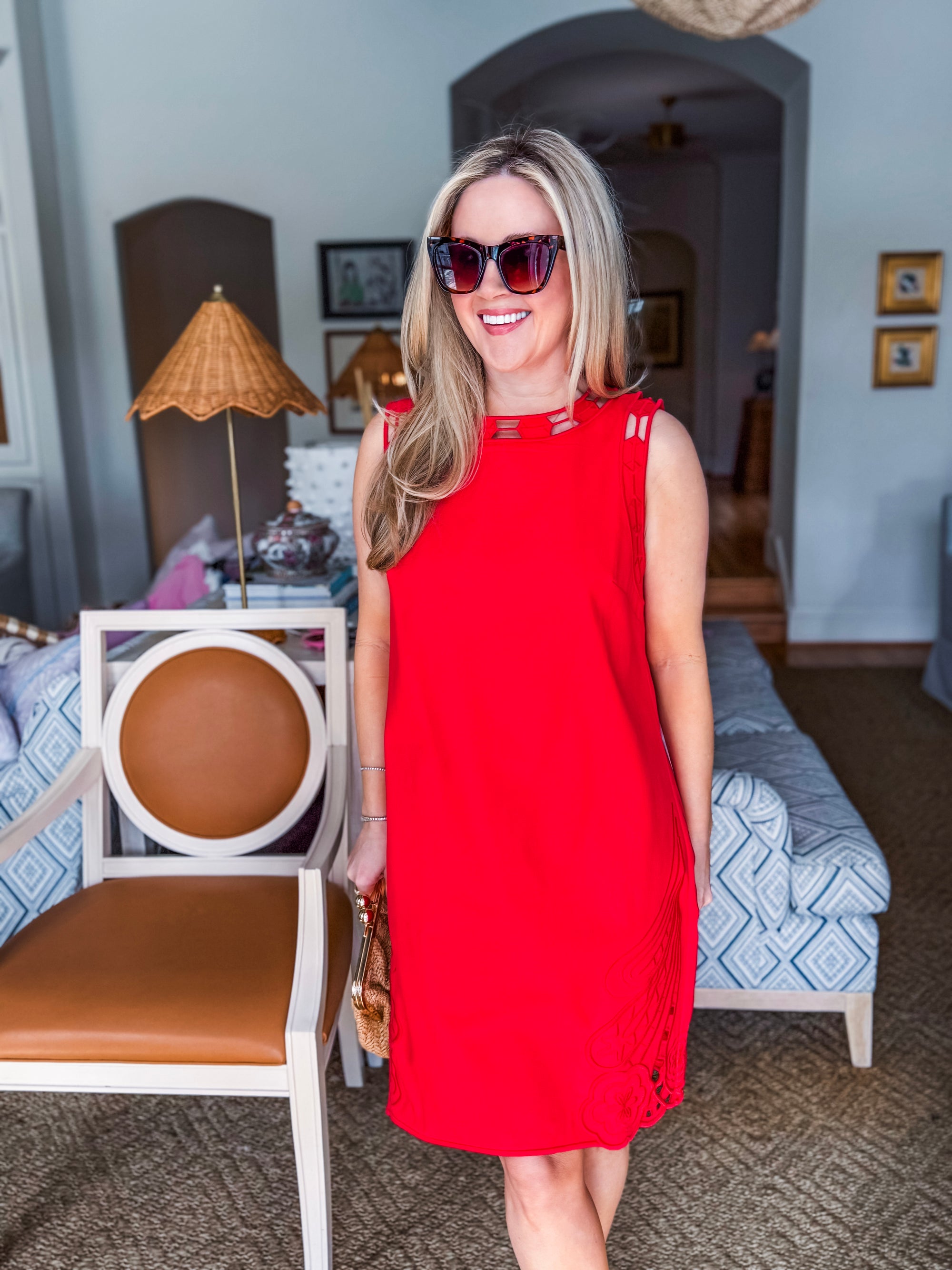 Light of Life Embroidered Dress-Red