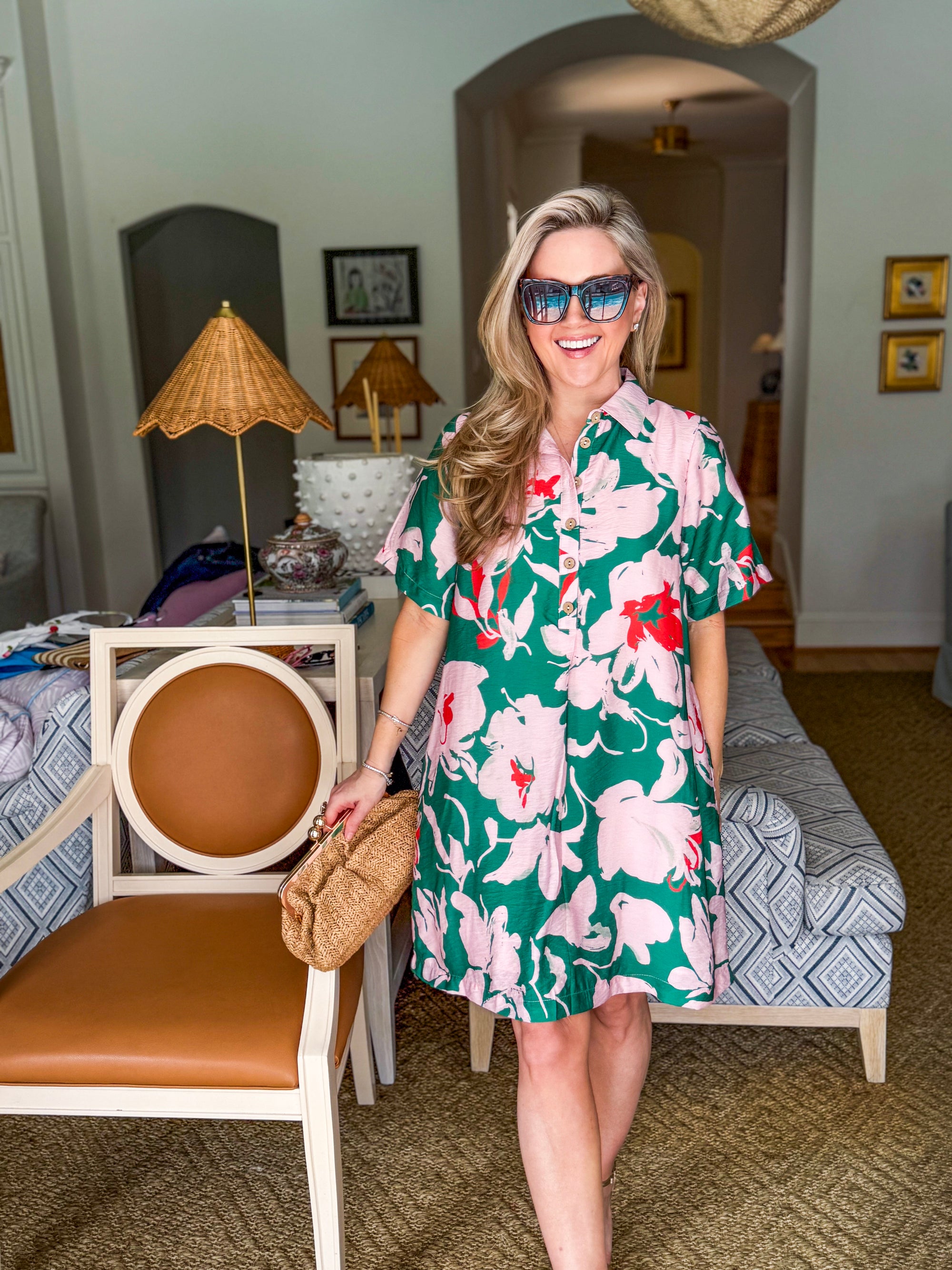 PREORDER: Tropical Paradise Floral Shirt Dress