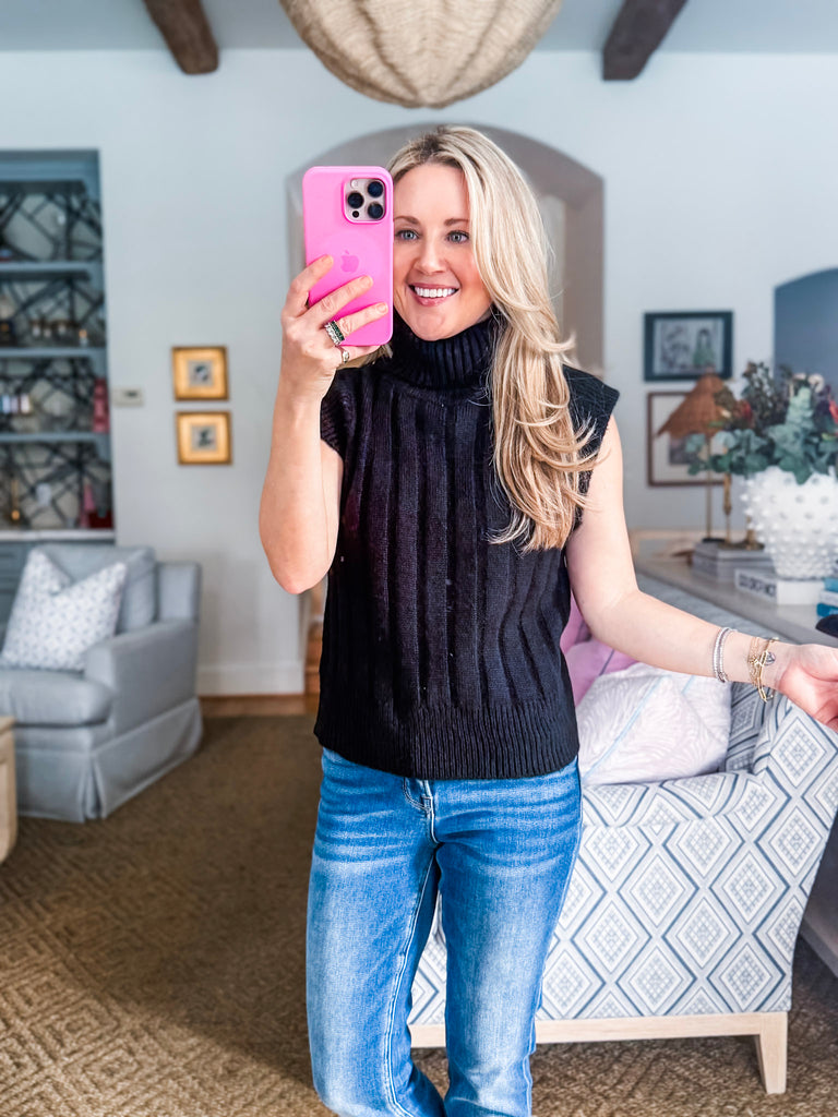 Fashion District Ribbed Sweater-Black