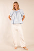 Macaron Puff Sleeve Top- Baby Blue