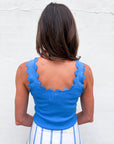 Scallop Wave Knit Top-Blue