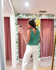 Breton Twisted Bubble Top-Emerald/Blush