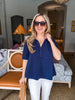 Office Chic Polo Top-Navy