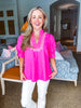 My Muse Embroidered Top-Pink