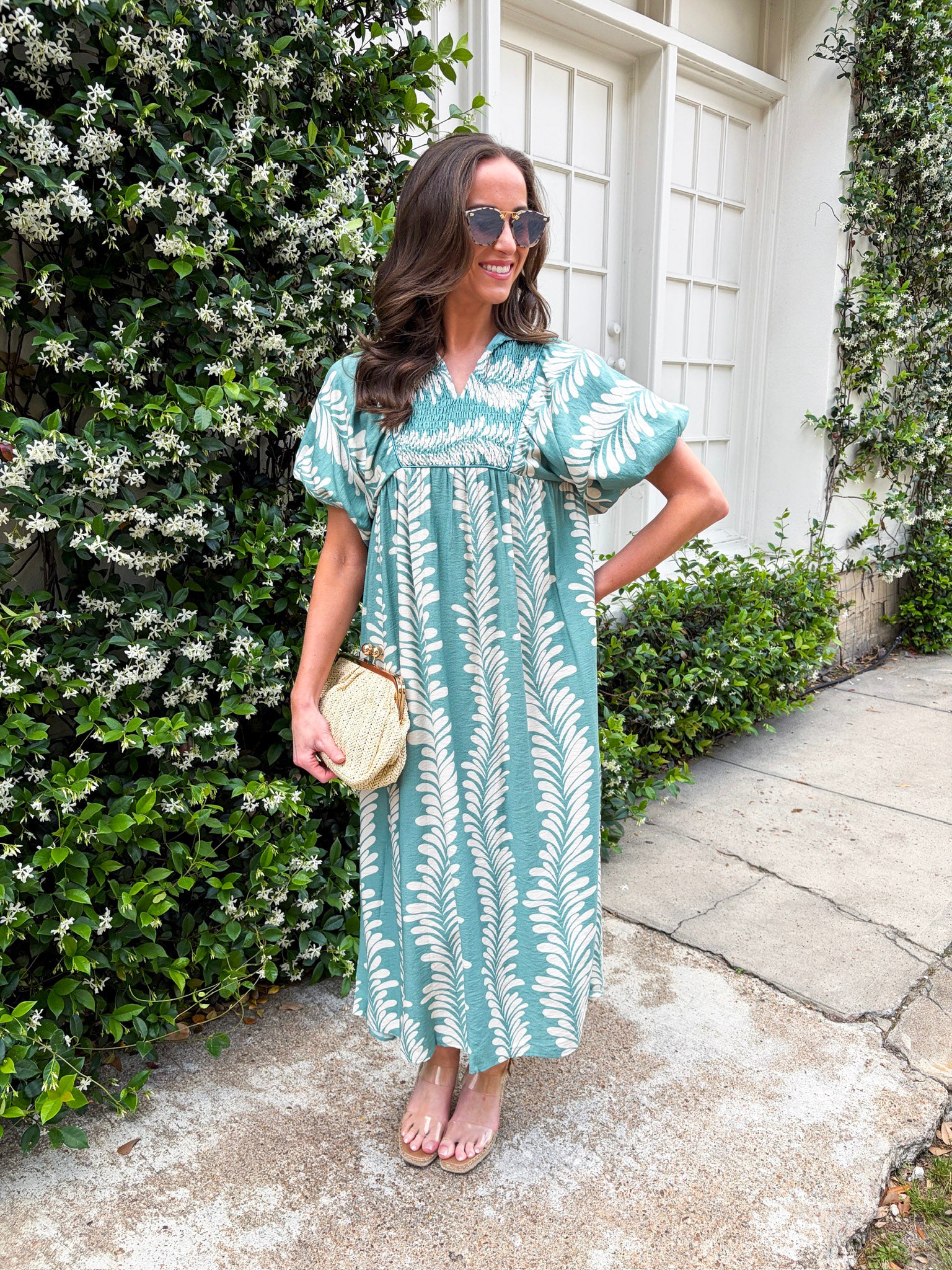 Sunkissed Glow Midi Dress- Dusty Mint/Cream