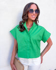 Timeless Touch Collar Top-Green
