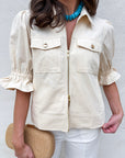 Seaside Zipper Front Jacket-Cream