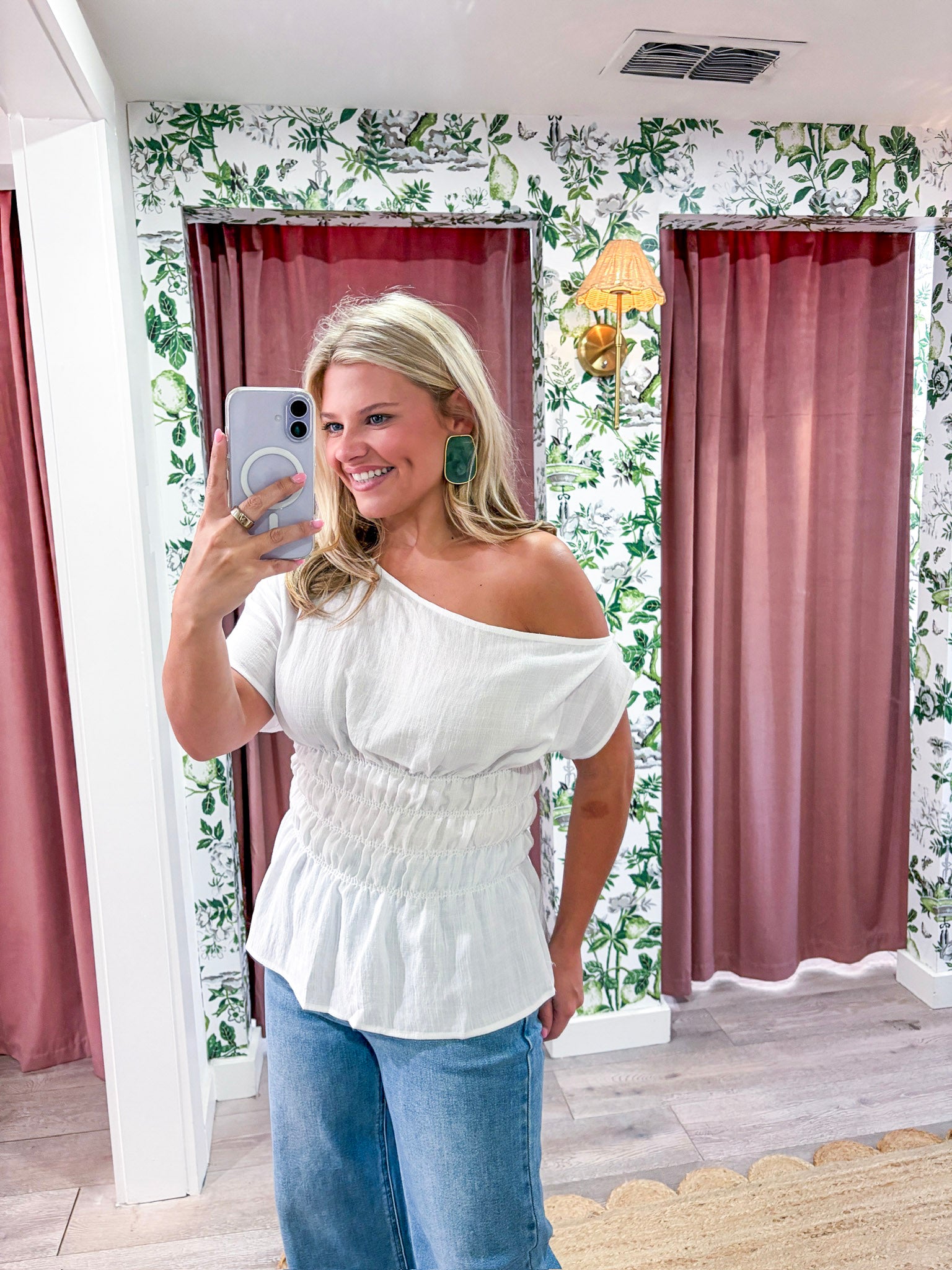 Selena One Shoulder Smocked Top