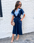 Market Walks Belted Dress-Navy