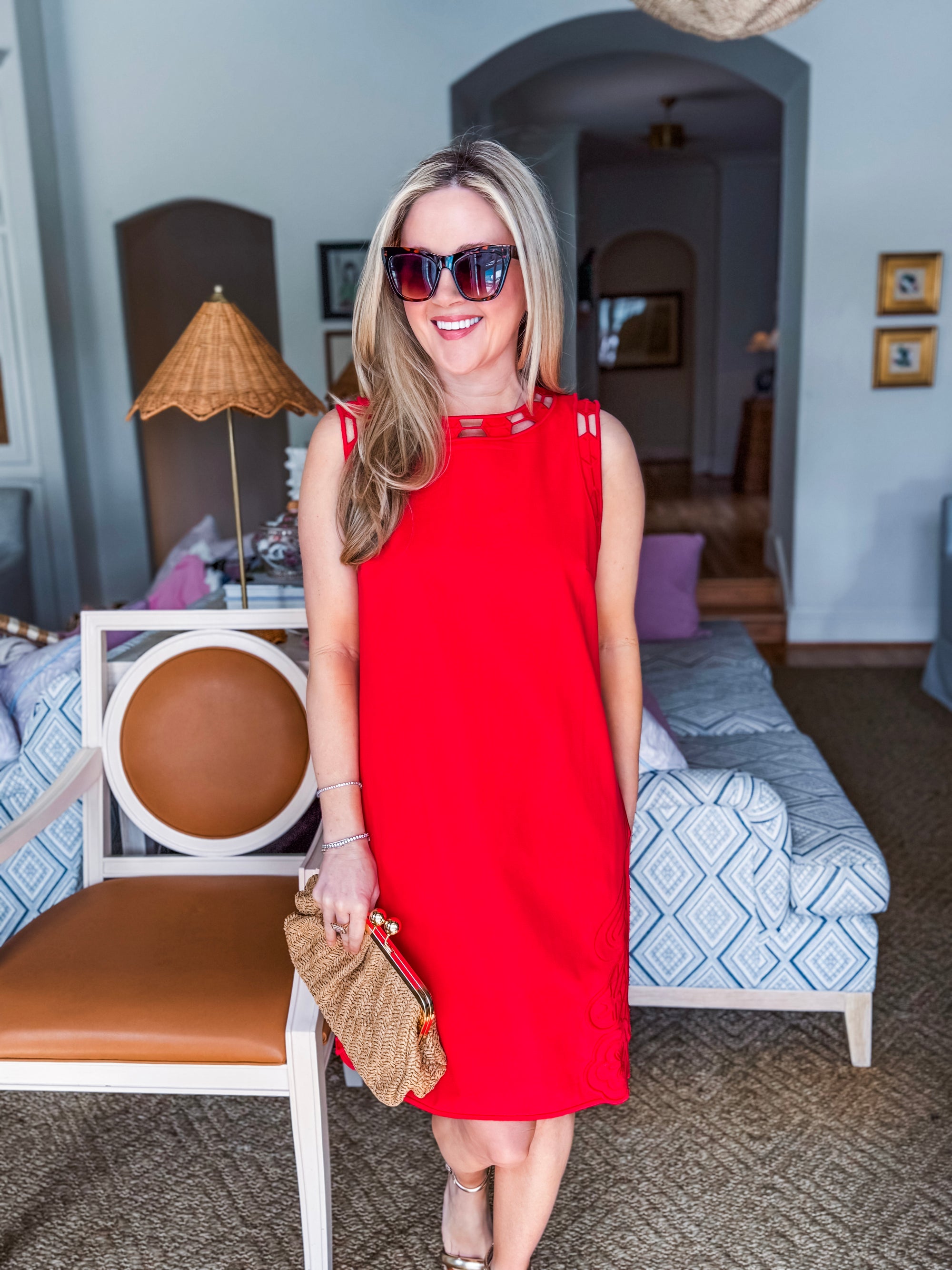 Light of Life Embroidered Dress-Red