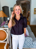 Solid Cuff Poplin Top