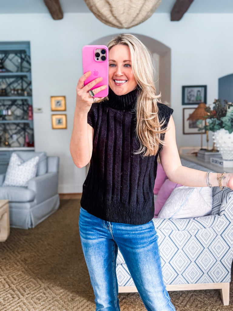 Fashion District Ribbed Sweater-Black