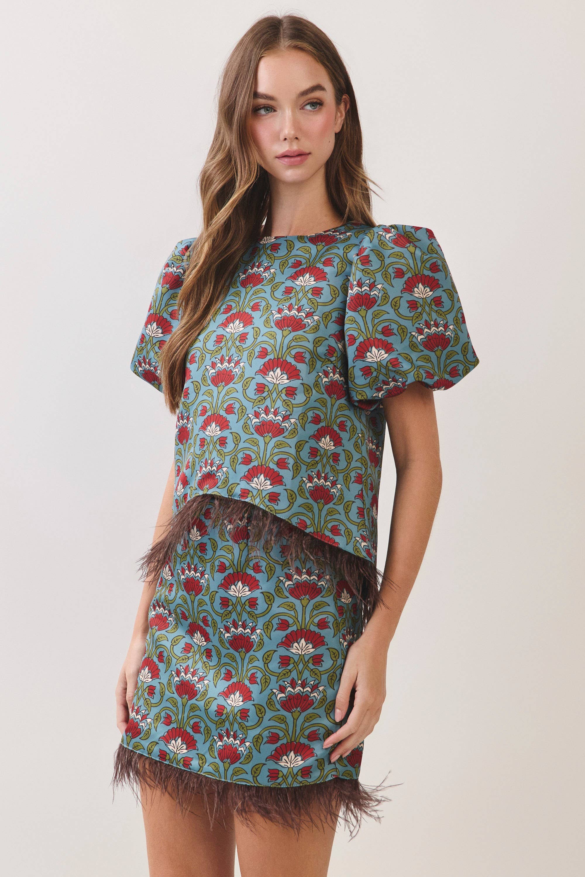 Bloom &amp; Feather Trim Top