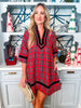 Holiday Cheer Plaid Mini Dress-Red