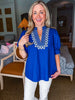 My Muse Embroidered Top-Indigo