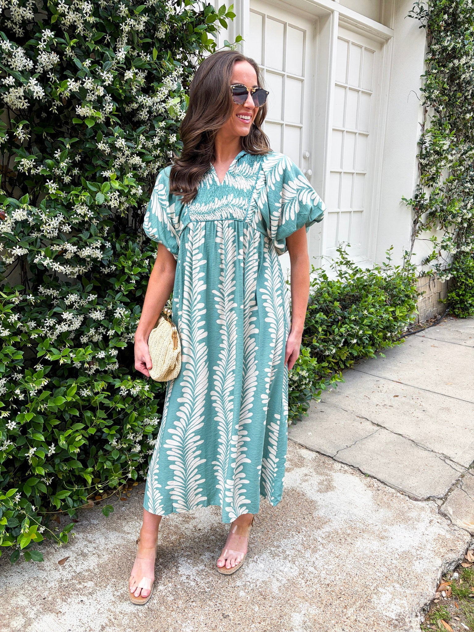Sunkissed Glow Midi Dress- Dusty Mint/Cream