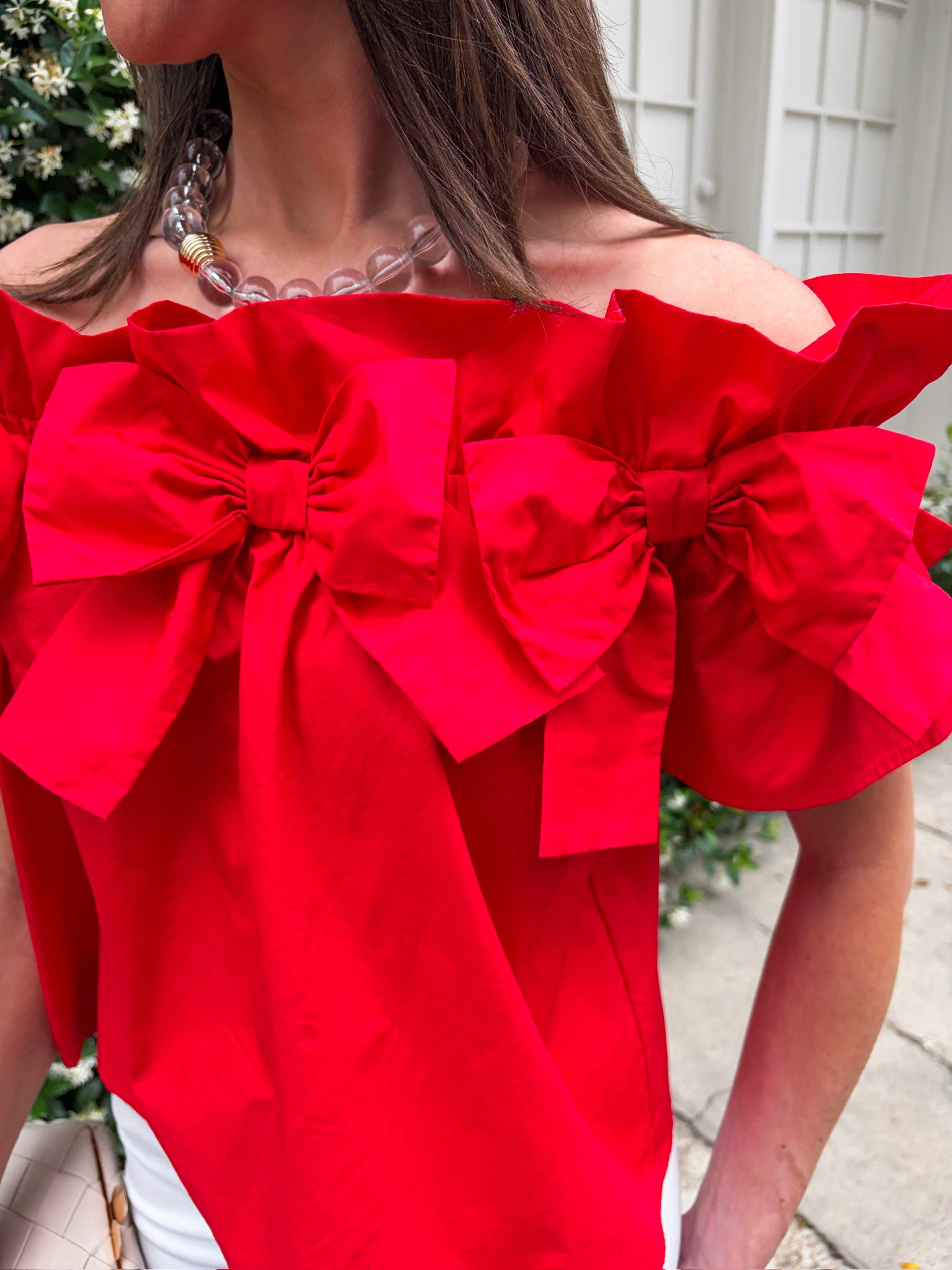 Great Night Off Shoulder Top-Red