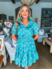 Strolling Through Floral Dress-Green