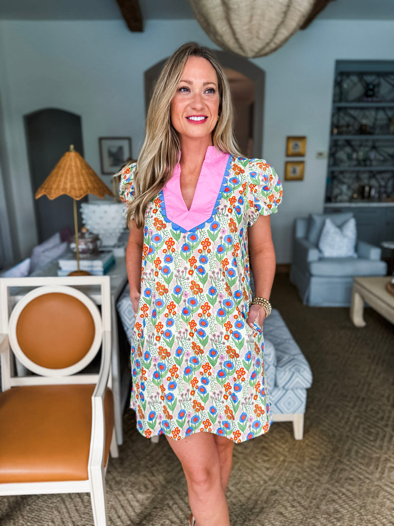 Vibrant Vibes Floral Dress- Vanilla