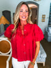 Tilly Eyelet Top-Red