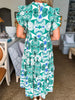 Villa Charm Floral Midi Dress-Green