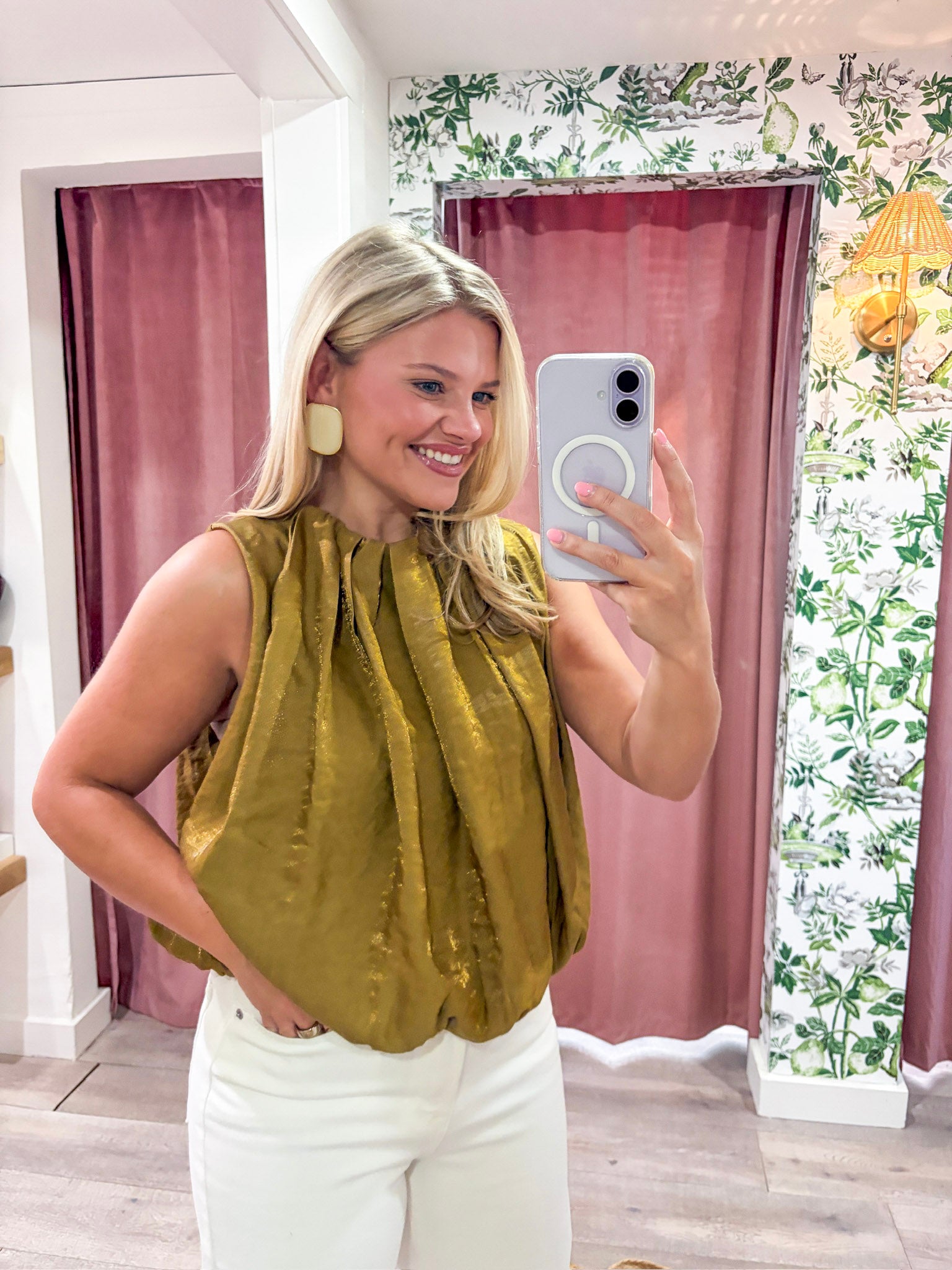 Estelle Pleated Balloon Top-Mustard