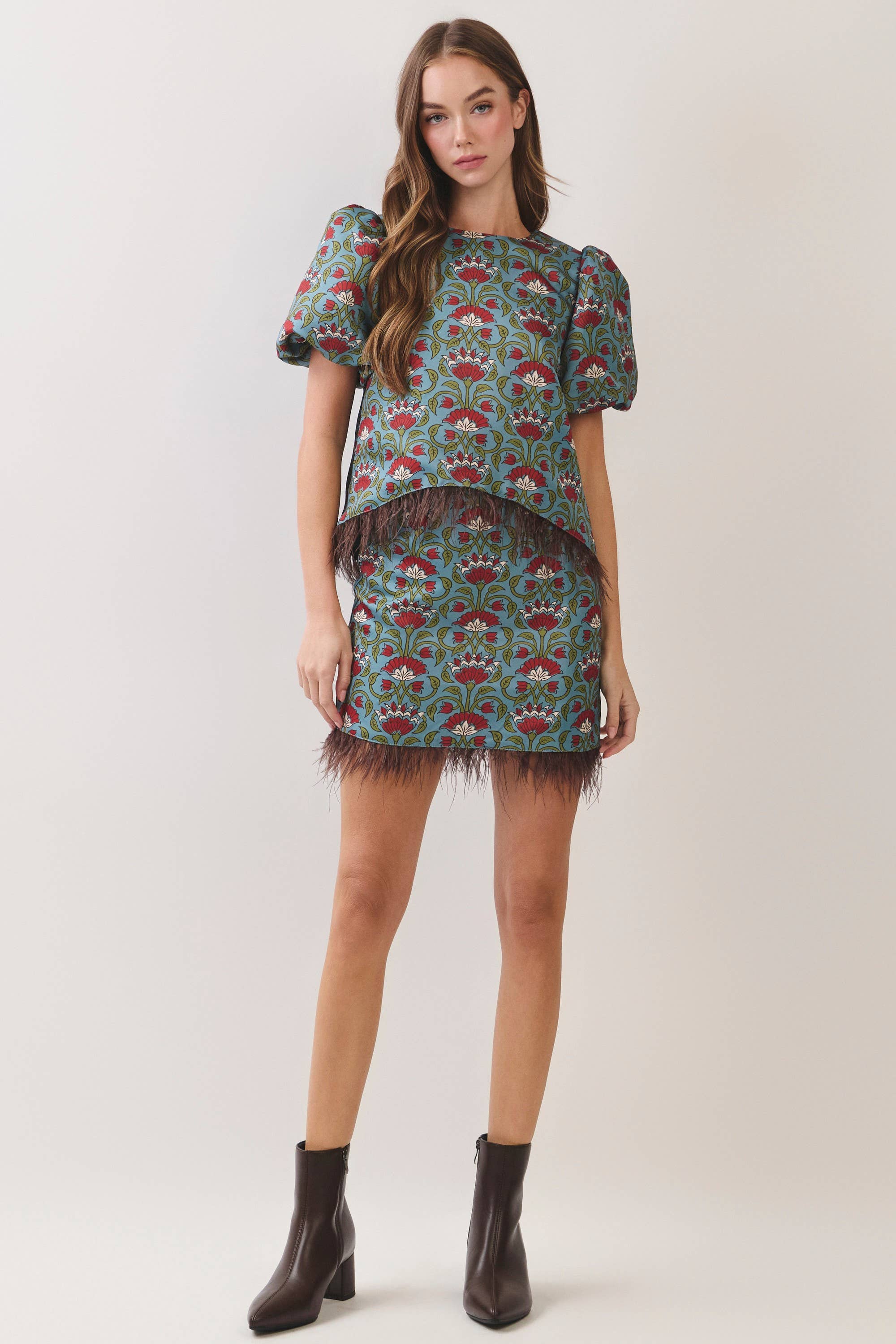 Bloom &amp; Feather Trim Top