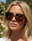 Hallie Cross Bridge Sunglasses-Brown