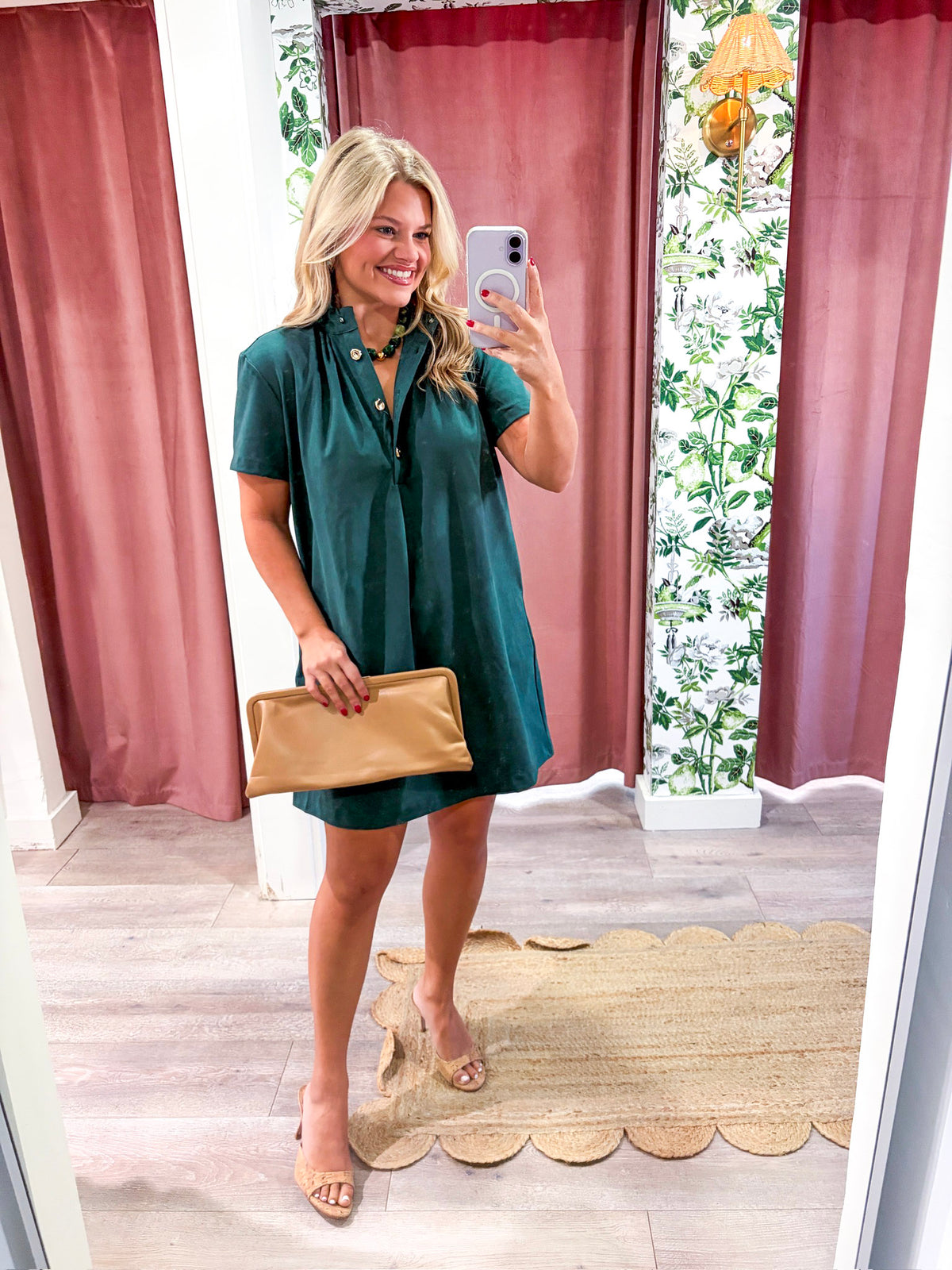 Margaux Mini Dress-Hunter Green