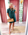 Margaux Mini Dress-Hunter Green