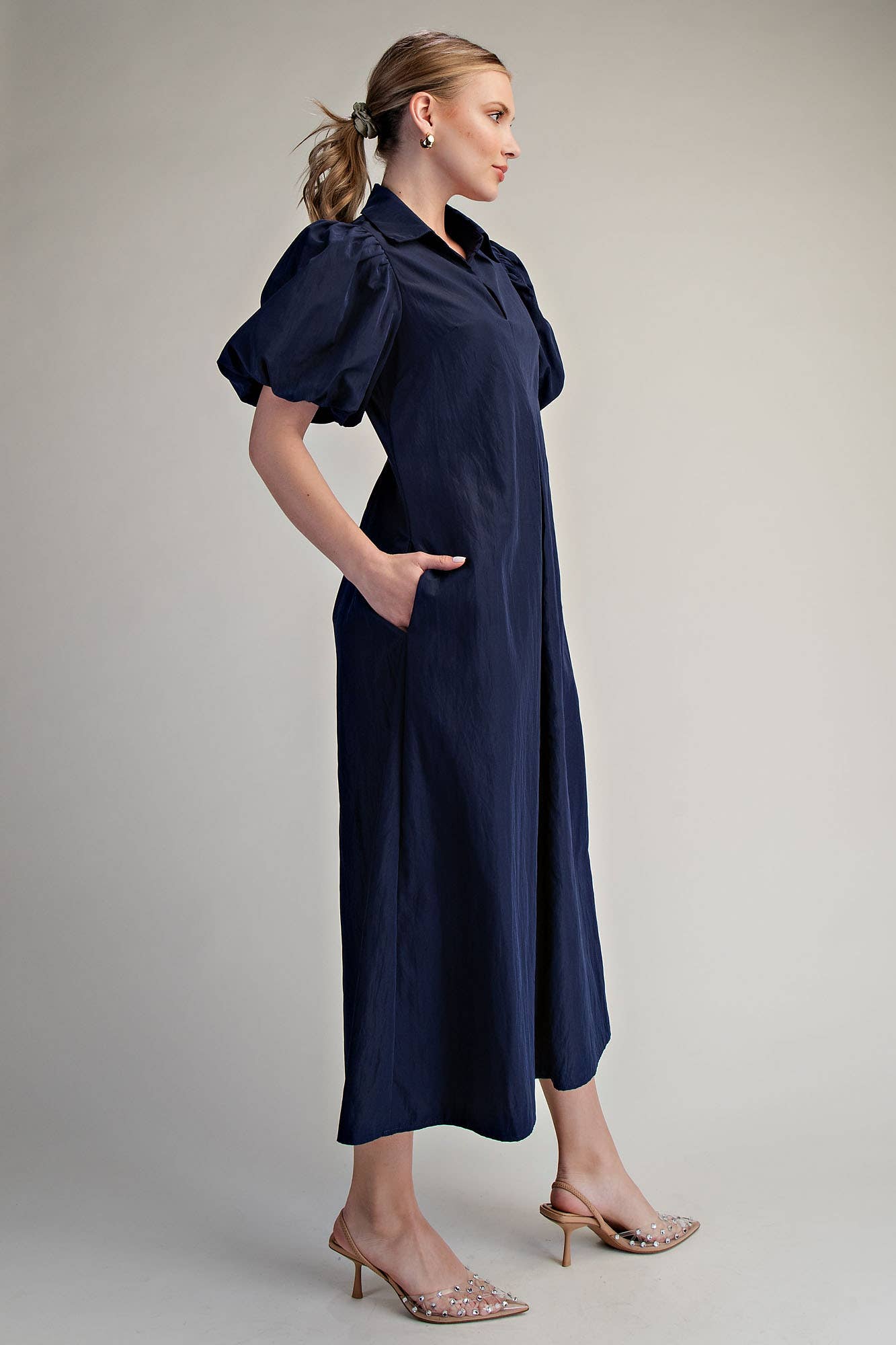 Love Story Midi Dress-Navy