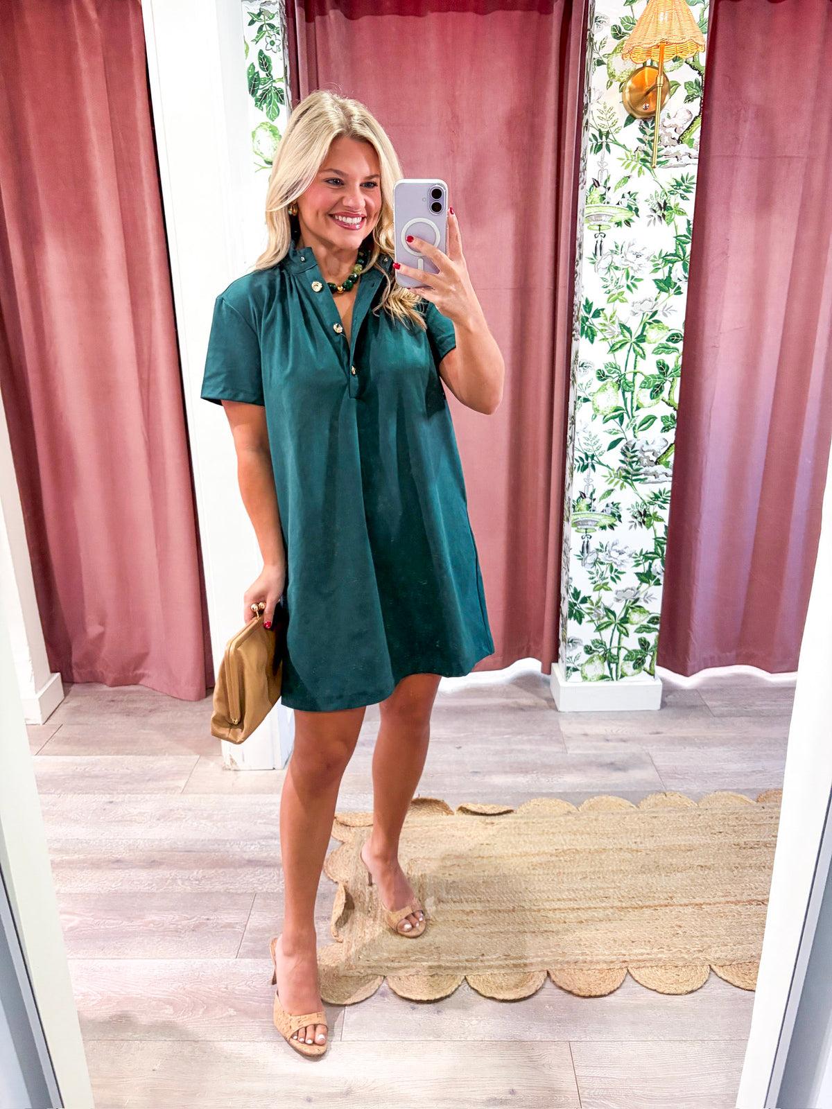Margaux Mini Dress-Hunter Green