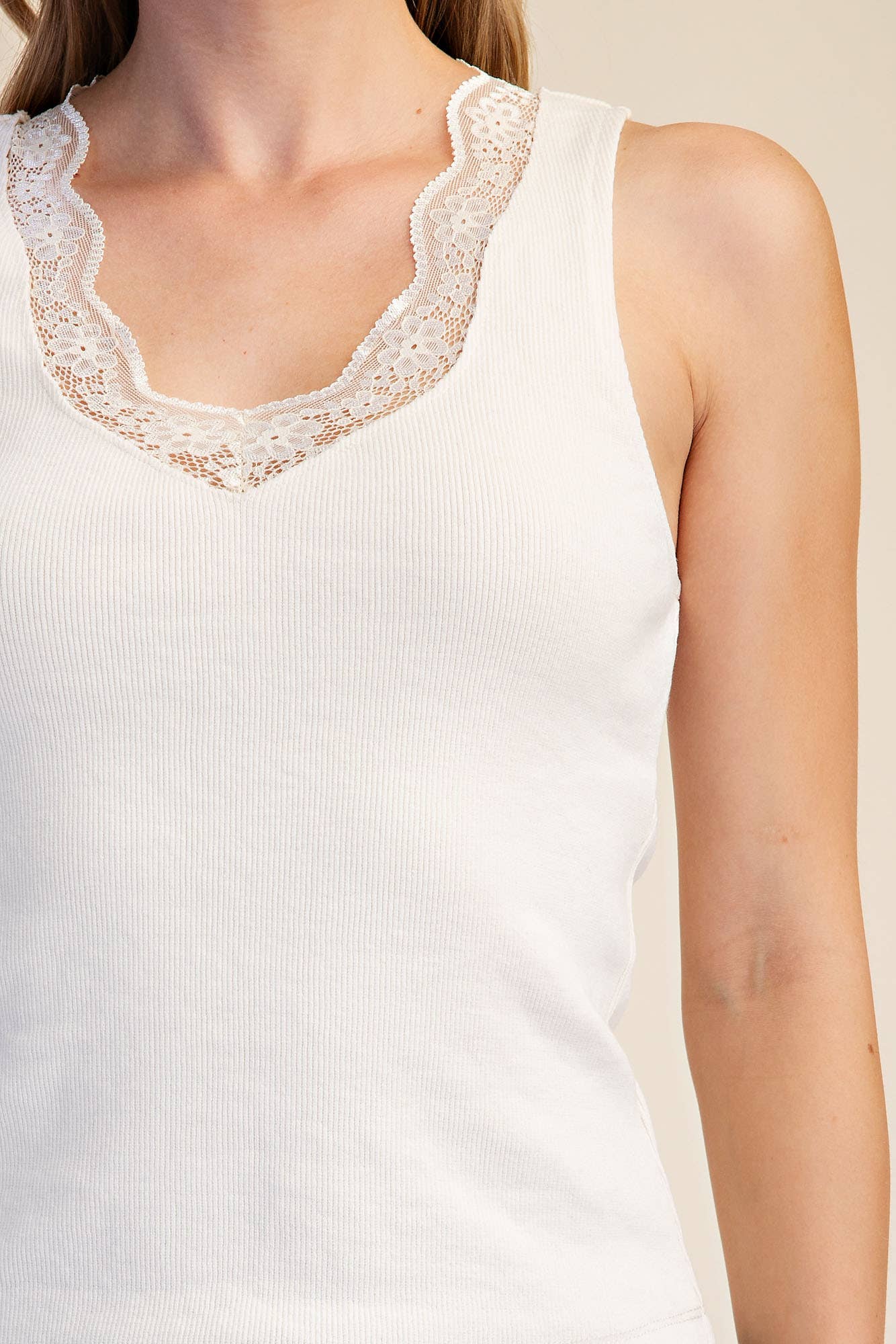 Florence Lace Tank- Ivory
