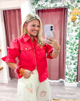 Seaside Zipper Front Jacket-Red