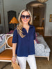 Office Chic Polo Top-Navy