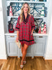 Holiday Cheer Plaid Mini Dress-Red