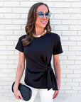 Easy On Me Knot Top-Black