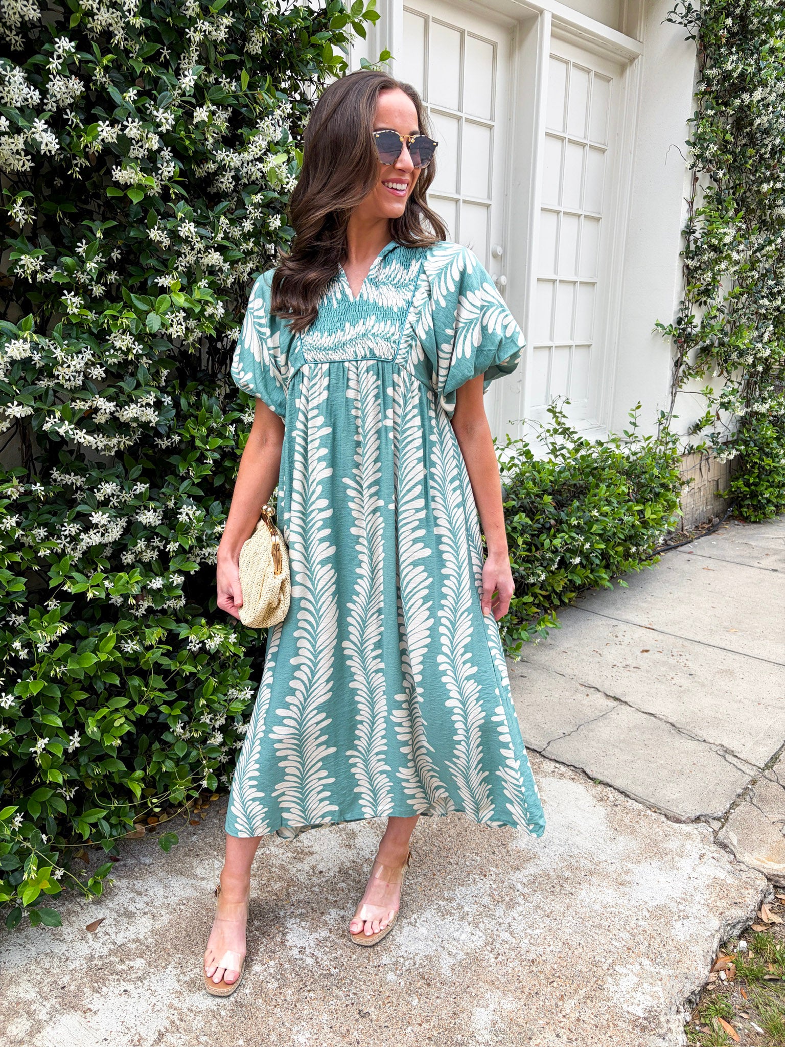 Sunkissed Glow Midi Dress- Dusty Mint/Cream – Pomp & Circumstance Boutique by Marie Earthman