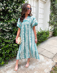 Sunkissed Glow Midi Dress- Dusty Mint/Cream
