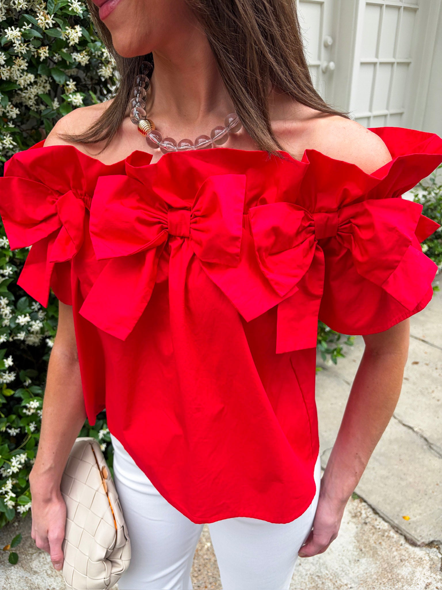 Great Night Off Shoulder Top-Red