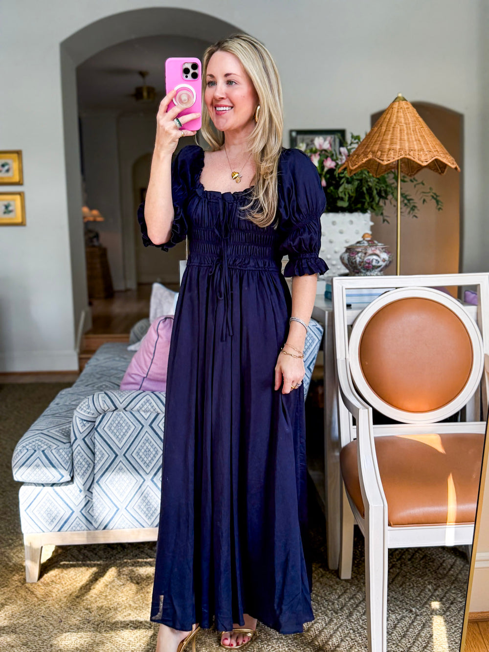 Pinot Sipping Maxi Dress-Navy