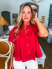 Tilly Eyelet Top-Red